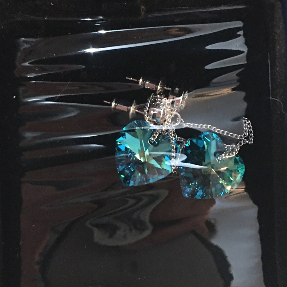 NWT!!! Earrings Stud with Dangling Blue Heart